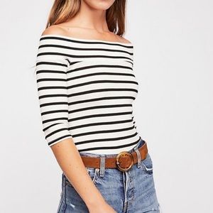 Free People striped off the shoulder long sleeve